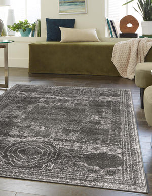 Dark Gray 2' x 3' 1 Bromley Rectangle Area Rug 100% Polypropylene With Cotton Backing Vintage Distressed Colorful Traditional Carpet for Living Dining Rooms Offices for Sale at Rug Engine