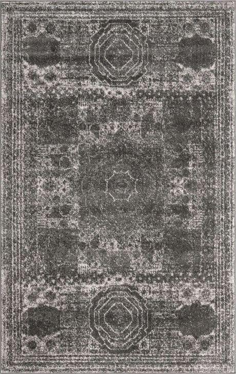 Dark Gray 5' 3 x 8' Bromley Rectangle Area Rug 100% Polypropylene With Cotton Backing Vintage Distressed Colorful Traditional Carpet for Living Dining Rooms Offices for Sale at Rug Engine