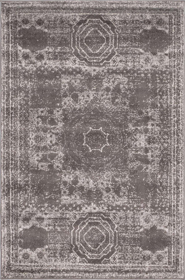 Dark Gray 4' 1 x 6' 1 Bromley Rectangle Area Rug 100% Polypropylene With Cotton Backing Vintage Distressed Colorful Traditional Carpet for Living Dining Rooms Offices for Sale at Rug Engine