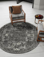 Dark Gray 5' 3 x 5' 3 Bromley Round Area Rug 100% Polypropylene With Cotton Backing Vintage Distressed Colorful Traditional Carpet for Living Dining Rooms Offices for Sale at Rug Engine