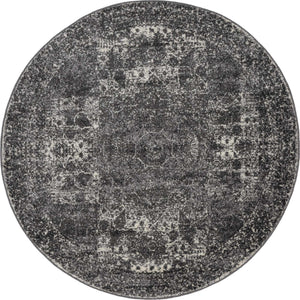 Dark Gray 5' 3 x 5' 3 Bromley Round Area Rug 100% Polypropylene With Cotton Backing Vintage Distressed Colorful Traditional Carpet for Living Dining Rooms Offices for Sale at Rug Engine