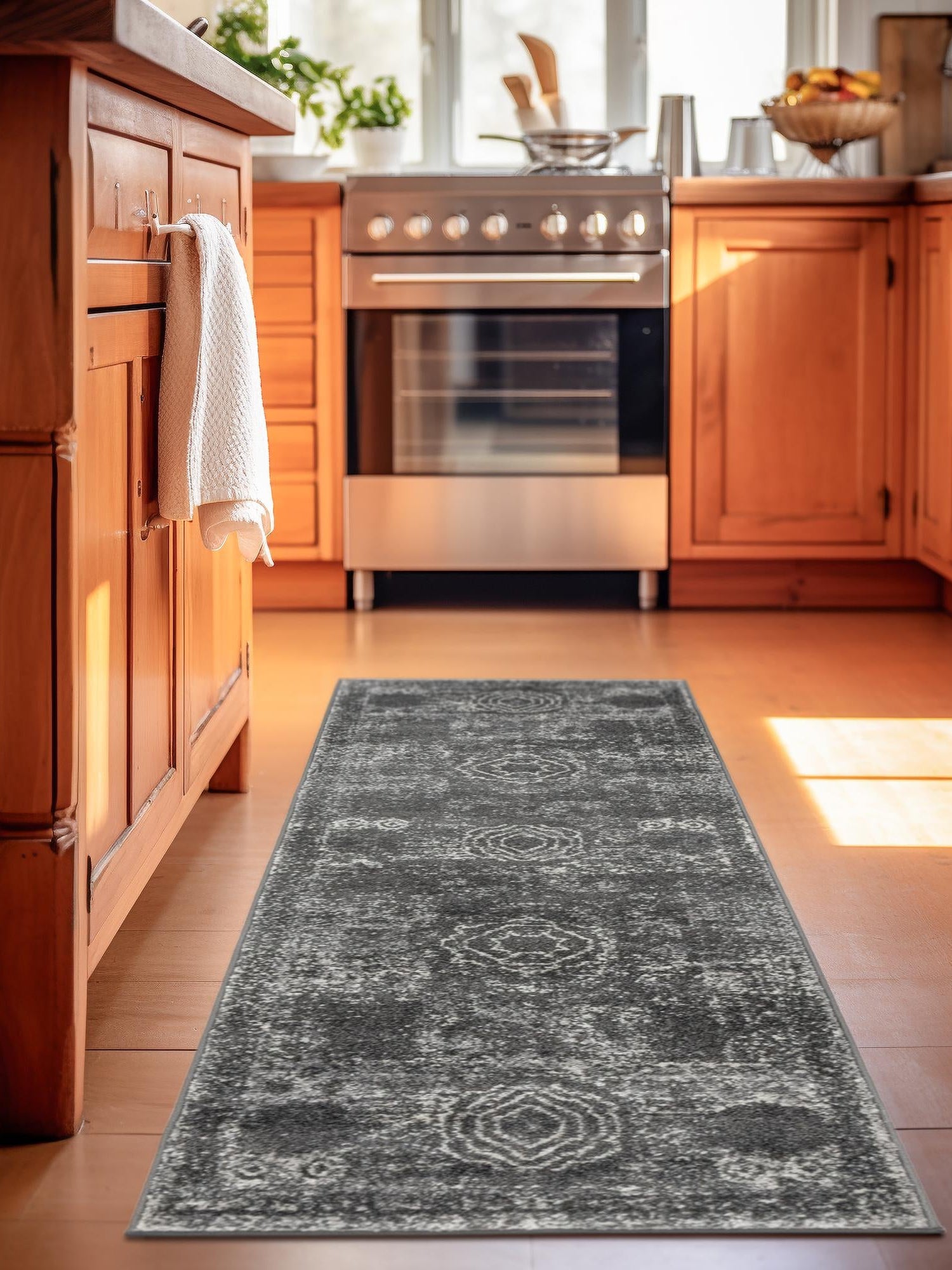 Dark Gray 2' x 13' 1 Bromley Runner Area Rug 100% Polypropylene With Cotton Backing Vintage Distressed Colorful Traditional Carpet for Living Dining Rooms Offices for Sale at Rug Engine
