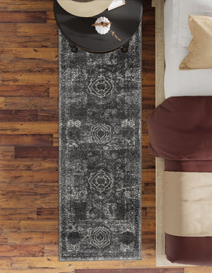 Dark Gray 2' x 9' Bromley Runner Area Rug 100% Polypropylene With Cotton Backing Vintage Distressed Colorful Traditional Carpet for Living Dining Rooms Offices for Sale at Rug Engine