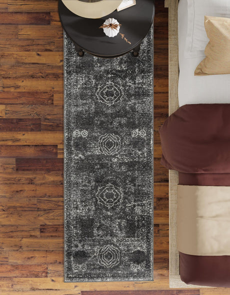 Dark Gray 2' x 9' Bromley Runner Area Rug 100% Polypropylene With Cotton Backing Vintage Distressed Colorful Traditional Carpet for Living Dining Rooms Offices for Sale at Rug Engine
