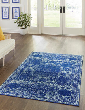 Aqua 7' 10 x 10' Bromley Rectangle Area Rug 100% Polypropylene With Cotton Backing Vintage Distressed Colorful Traditional Carpet for Living Dining Rooms Offices for Sale at Rug Engine
