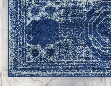 Navy Blue 6' 1 x 9' Bromley Rectangle Area Rug 100% Polypropylene With Cotton Backing Vintage Distressed Colorful Traditional Carpet for Living Dining Rooms Offices for Sale at Rug Engine