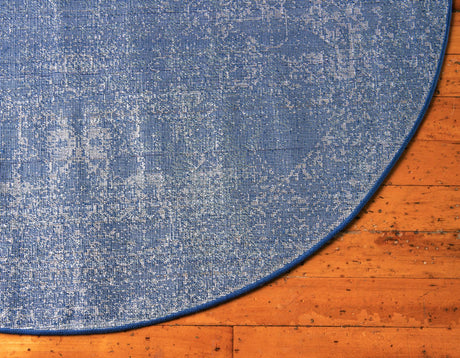 Navy Blue 3' x 3' Bromley Round Area Rug 100% Polypropylene With Cotton Backing Vintage Distressed Colorful Traditional Carpet for Living Dining Rooms Offices for Sale at Rug Engine