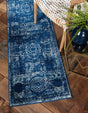 Navy Blue 2' x 8' 8 Bromley Runner Area Rug 100% Polypropylene With Cotton Backing Vintage Distressed Colorful Traditional Carpet for Living Dining Rooms Offices for Sale at Rug Engine