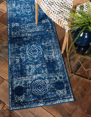 Aqua 2' x 8' Bromley Runner Area Rug 100% Polypropylene With Cotton Backing Vintage Distressed Colorful Traditional Carpet for Living Dining Rooms Offices for Sale at Rug Engine
