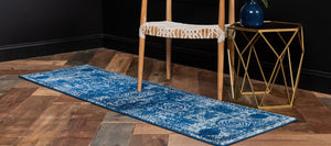 Navy Blue 2' x 8' 8 Bromley Runner Area Rug 100% Polypropylene With Cotton Backing Vintage Distressed Colorful Traditional Carpet for Living Dining Rooms Offices for Sale at Rug Engine