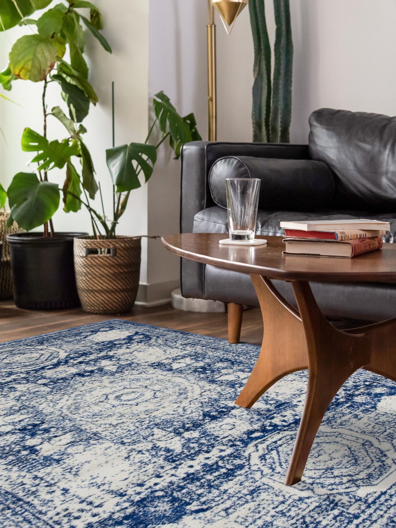 Ivory and Blue 5' 3 x 8' Bromley Rectangle Area Rug 100% Polypropylene With Cotton Backing Vintage Distressed Colorful Traditional Carpet for Living Dining Rooms Offices for Sale at Rug Engine