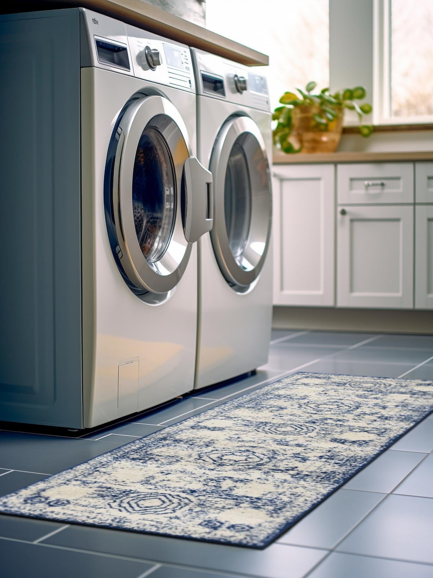Ivory and Blue 2' x 13' 1 Bromley Runner Area Rug 100% Polypropylene With Cotton Backing Vintage Distressed Colorful Traditional Carpet for Living Dining Rooms Offices for Sale at Rug Engine
