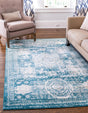 Turquoise 3' 3 x 5' 3 Bromley Rectangle Area Rug 100% Polypropylene With Cotton Backing Vintage Distressed Colorful Traditional Carpet for Living Dining Rooms Offices for Sale at Rug Engine
