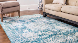 Turquoise 3' 3 x 5' 3 Bromley Rectangle Area Rug 100% Polypropylene With Cotton Backing Vintage Distressed Colorful Traditional Carpet for Living Dining Rooms Offices for Sale at Rug Engine