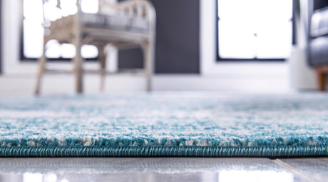 Turquoise 3' 3 x 5' 3 Bromley Rectangle Area Rug 100% Polypropylene With Cotton Backing Vintage Distressed Colorful Traditional Carpet for Living Dining Rooms Offices for Sale at Rug Engine