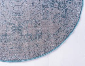 Turquoise 8' x 8' Bromley Round Area Rug 100% Polypropylene With Cotton Backing Vintage Distressed Colorful Traditional Carpet for Living Dining Rooms Offices for Sale at Rug Engine
