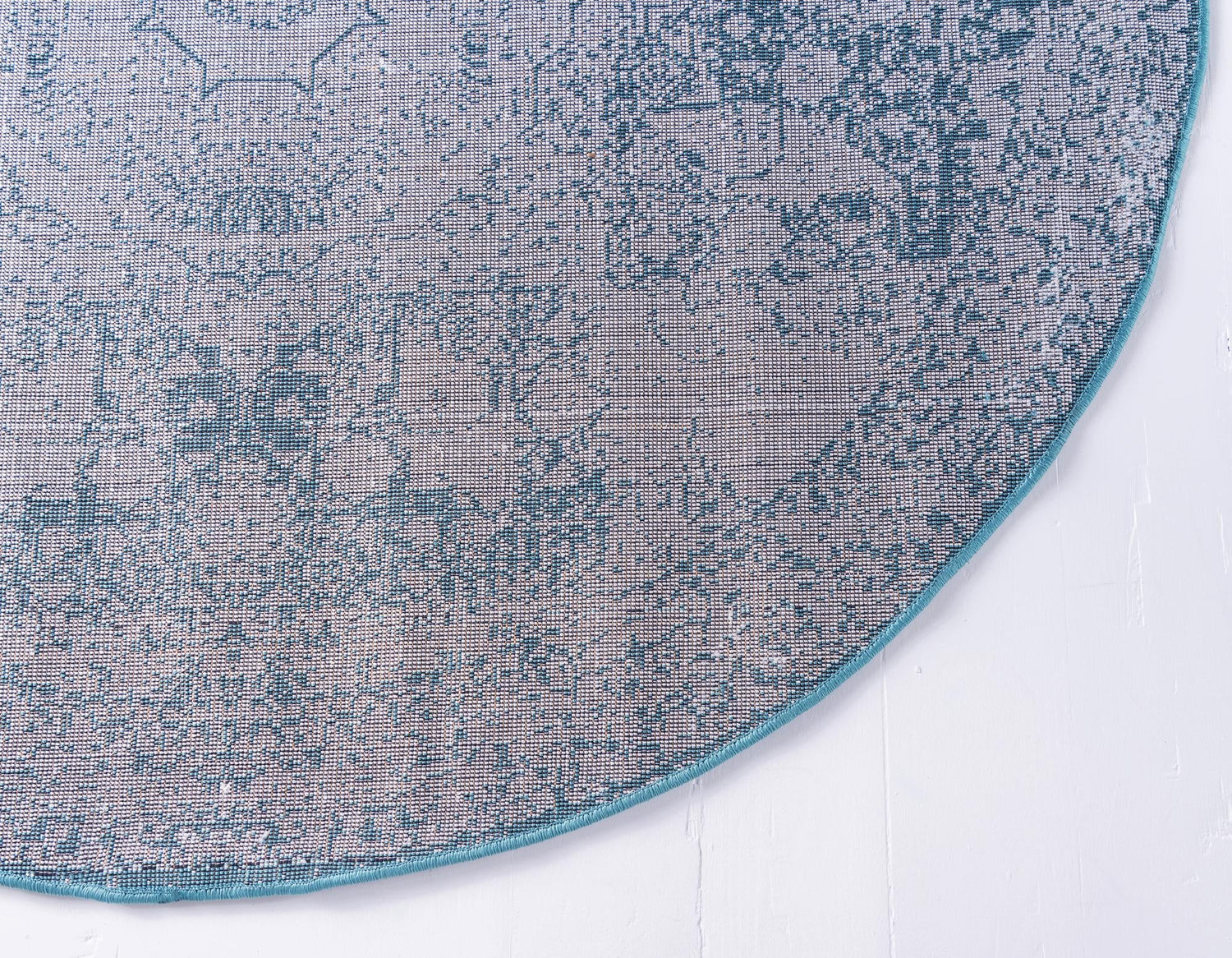 Turquoise 5' 1 x 5' 1 Bromley Round Area Rug 100% Polypropylene With Cotton Backing Vintage Distressed Colorful Traditional Carpet for Living Dining Rooms Offices for Sale at Rug Engine