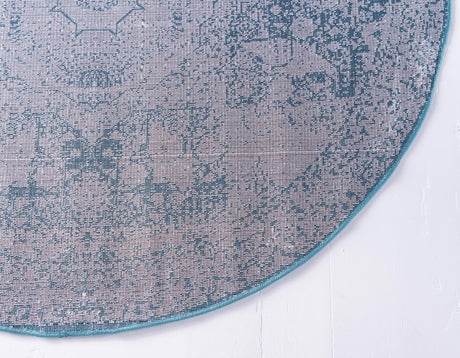 Turquoise 5' 1 x 5' 1 Bromley Round Area Rug 100% Polypropylene With Cotton Backing Vintage Distressed Colorful Traditional Carpet for Living Dining Rooms Offices for Sale at Rug Engine