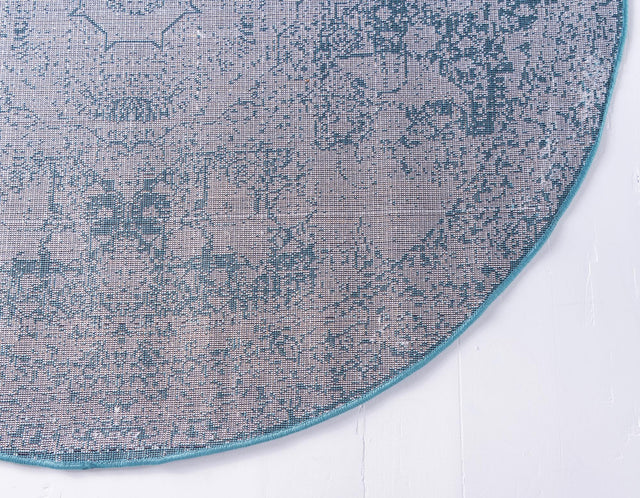 Turquoise 3' x 3' Bromley Round Area Rug 100% Polypropylene With Cotton Backing Vintage Distressed Colorful Traditional Carpet for Living Dining Rooms Offices for Sale at Rug Engine