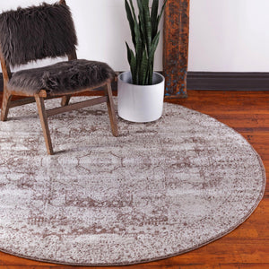 Light Brown 5' x 5' Bromley Round Area Rug 100% Polypropylene With Cotton Backing Vintage Distressed Colorful Traditional Carpet for Living Dining Rooms Offices for Sale at Rug Engine
