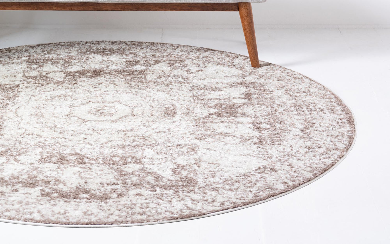 Light Brown 5' x 5' Bromley Round Area Rug 100% Polypropylene With Cotton Backing Vintage Distressed Colorful Traditional Carpet for Living Dining Rooms Offices for Sale at Rug Engine