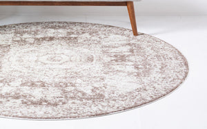 Light Brown 5' x 5' Bromley Round Area Rug 100% Polypropylene With Cotton Backing Vintage Distressed Colorful Traditional Carpet for Living Dining Rooms Offices for Sale at Rug Engine