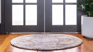 Light Brown 3' x 3' Bromley Round Area Rug 100% Polypropylene With Cotton Backing Vintage Distressed Colorful Traditional Carpet for Living Dining Rooms Offices for Sale at Rug Engine