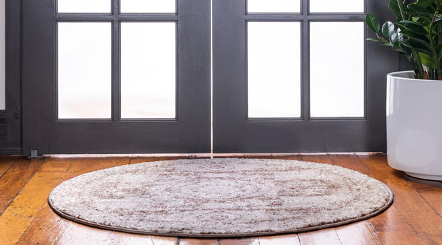 Light Brown 5' x 5' Bromley Round Area Rug 100% Polypropylene With Cotton Backing Vintage Distressed Colorful Traditional Carpet for Living Dining Rooms Offices for Sale at Rug Engine