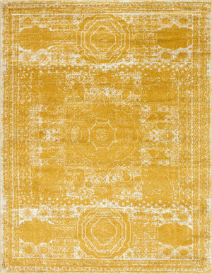 Yellow 7' 10 x 10' Bromley Rectangle Area Rug 100% Polypropylene With Cotton Backing Vintage Distressed Colorful Traditional Carpet for Living Dining Rooms Offices for Sale at Rug Engine