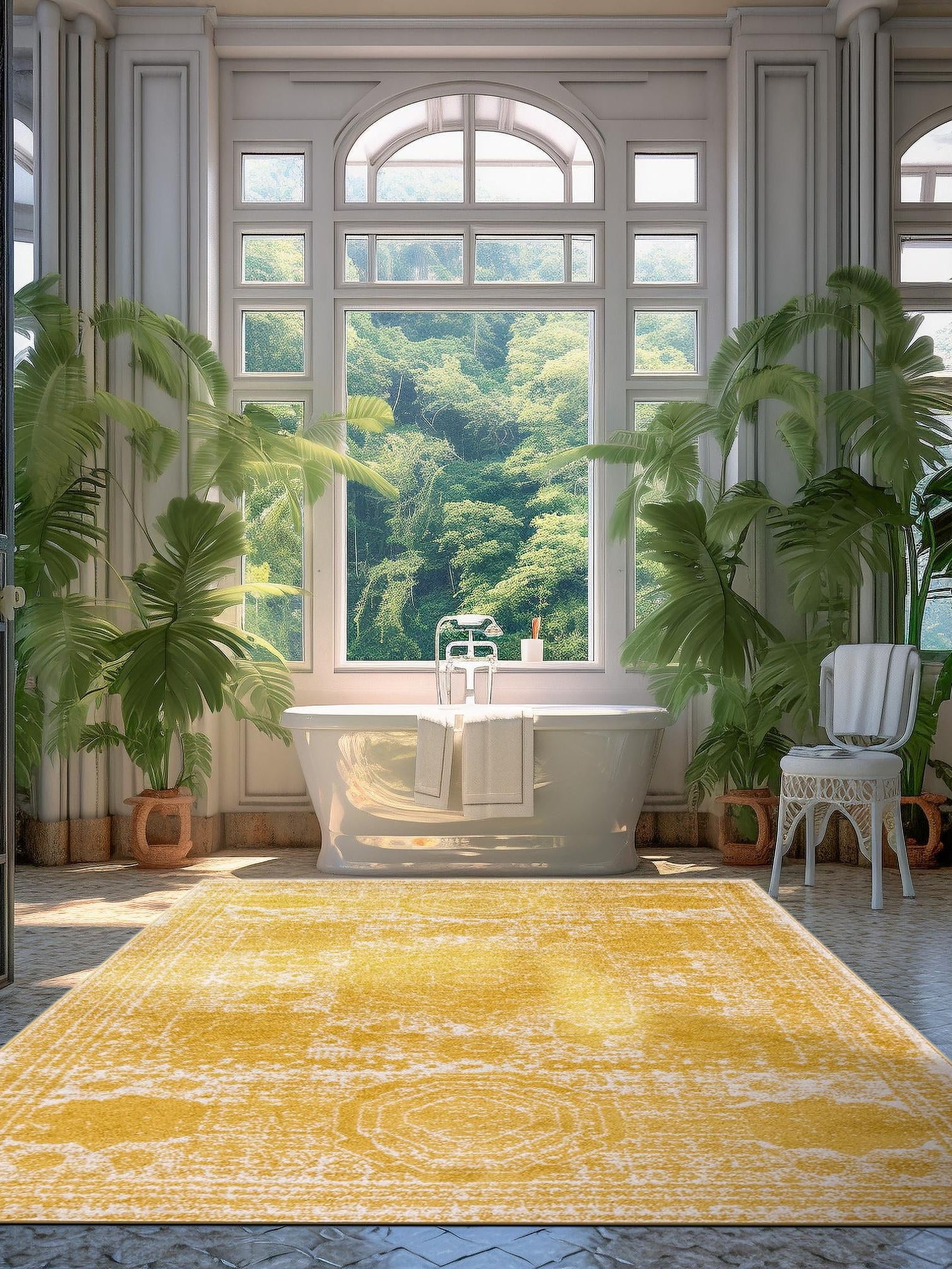 Yellow 9' x 12' Bromley Rectangle Area Rug 100% Polypropylene With Cotton Backing Vintage Distressed Colorful Traditional Carpet for Living Dining Rooms Offices for Sale at Rug Engine