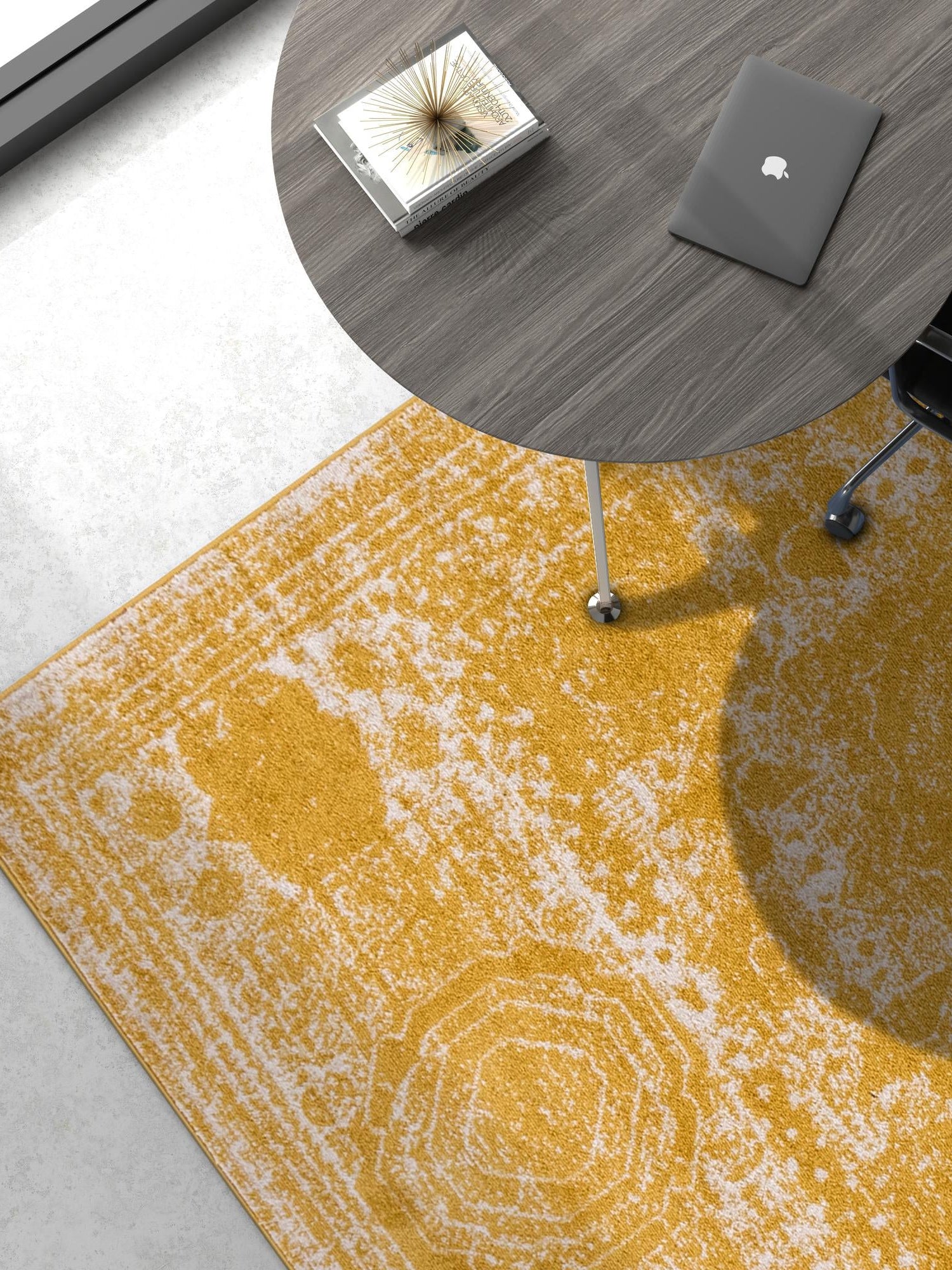 Yellow 5' 3 x 8' Bromley Rectangle Area Rug 100% Polypropylene With Cotton Backing Vintage Distressed Colorful Traditional Carpet for Living Dining Rooms Offices for Sale at Rug Engine
