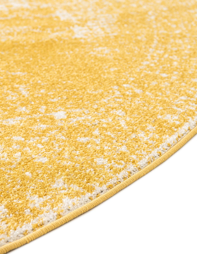 Yellow 12' x 12' Bromley Round Area Rug 100% Polypropylene With Cotton Backing Vintage Distressed Colorful Traditional Carpet for Living Dining Rooms Offices for Sale at Rug Engine