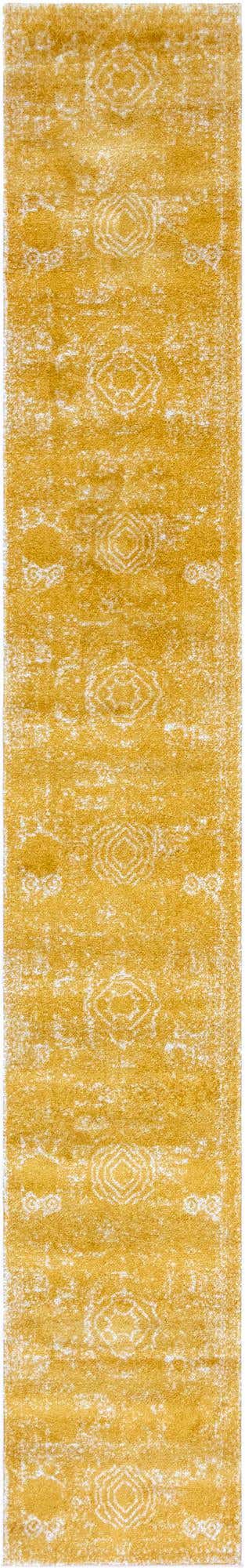 Yellow 2' x 13' 1 Bromley Runner Area Rug 100% Polypropylene With Cotton Backing Vintage Distressed Colorful Traditional Carpet for Living Dining Rooms Offices for Sale at Rug Engine