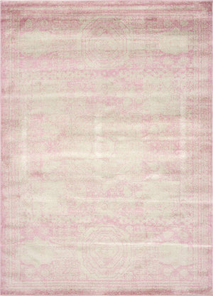 Pink 9' x 12' Bromley Rectangle Area Rug 100% Polypropylene With Cotton Backing Vintage Distressed Colorful Traditional Carpet for Living Dining Rooms Offices for Sale at Rug Engine
