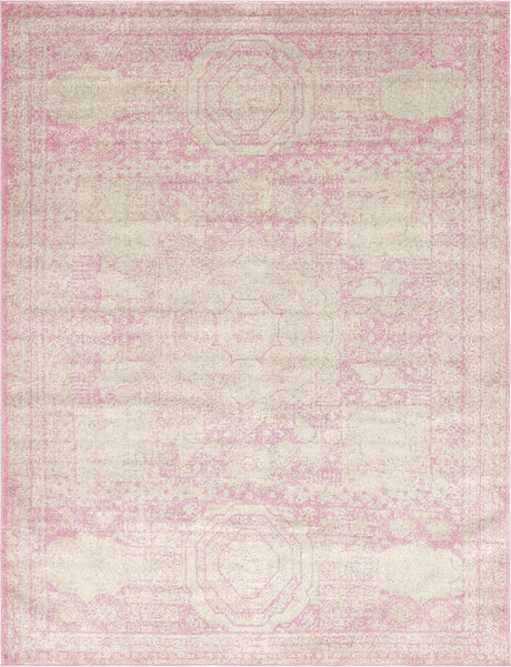 Pink 7' 10 x 10' Bromley Rectangle Area Rug 100% Polypropylene With Cotton Backing Vintage Distressed Colorful Traditional Carpet for Living Dining Rooms Offices for Sale at Rug Engine