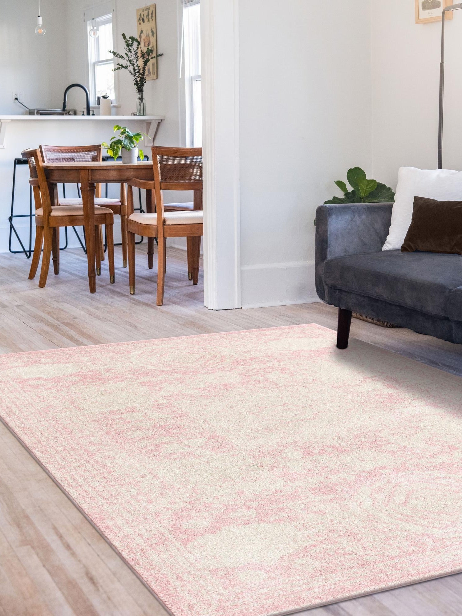 Pink 3' 1 x 5' 3 Bromley Rectangle Area Rug 100% Polypropylene With Cotton Backing Vintage Distressed Colorful Traditional Carpet for Living Dining Rooms Offices for Sale at Rug Engine