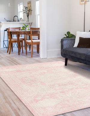 Pink 3' 1 x 5' 3 Bromley Rectangle Area Rug 100% Polypropylene With Cotton Backing Vintage Distressed Colorful Traditional Carpet for Living Dining Rooms Offices for Sale at Rug Engine
