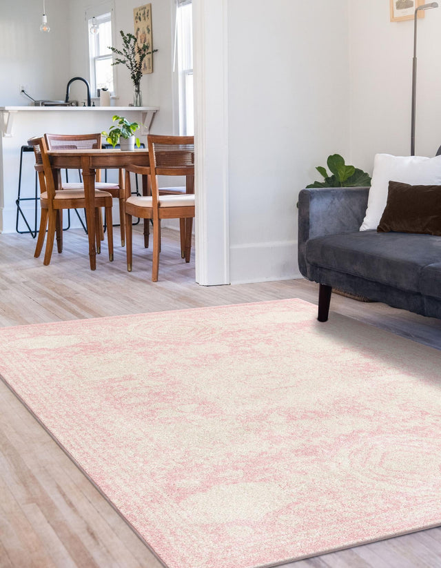 Pink 3' 1 x 5' 3 Bromley Rectangle Area Rug 100% Polypropylene With Cotton Backing Vintage Distressed Colorful Traditional Carpet for Living Dining Rooms Offices for Sale at Rug Engine