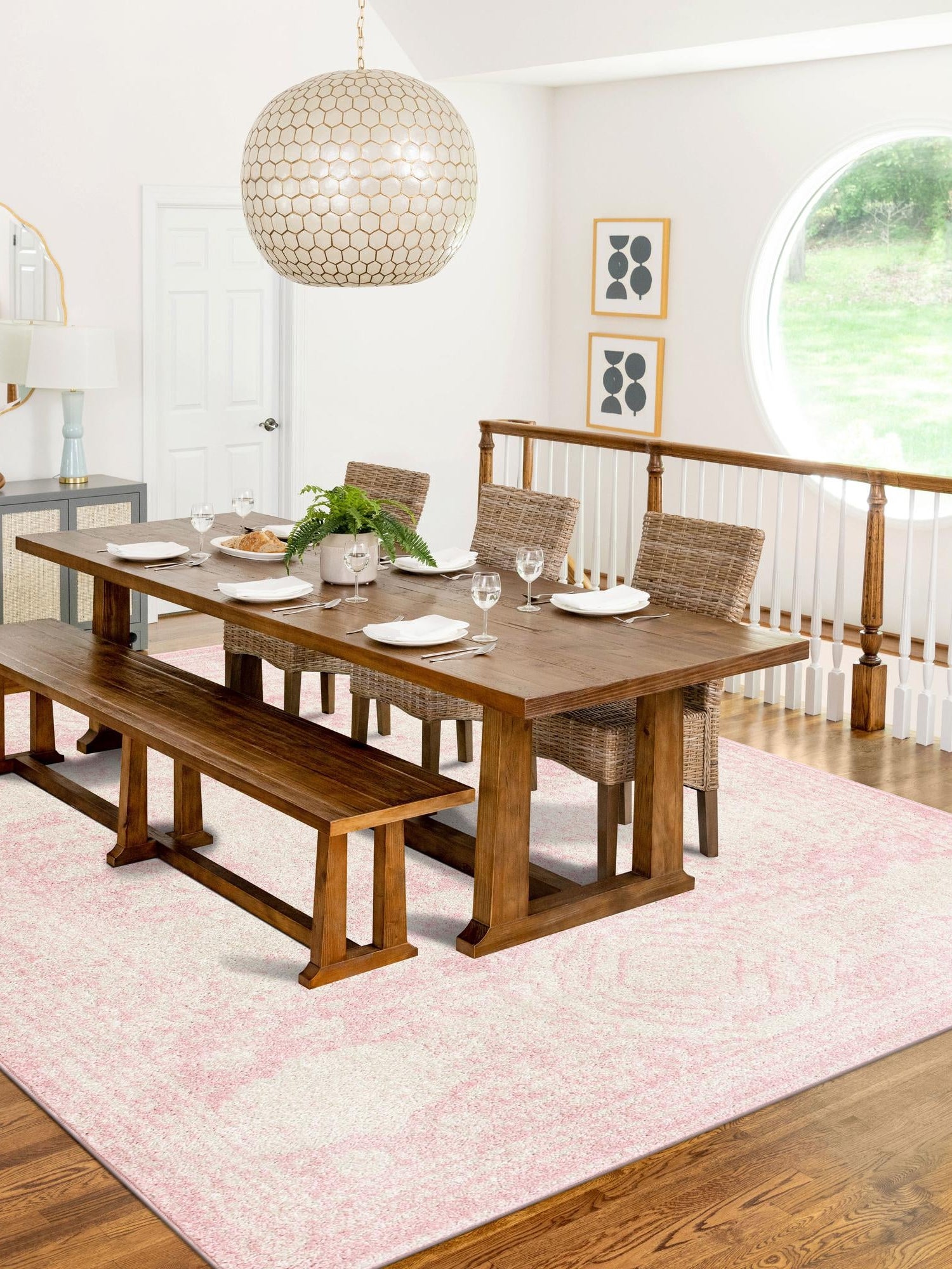 Pink 3' 1 x 5' 3 Bromley Rectangle Area Rug 100% Polypropylene With Cotton Backing Vintage Distressed Colorful Traditional Carpet for Living Dining Rooms Offices for Sale at Rug Engine