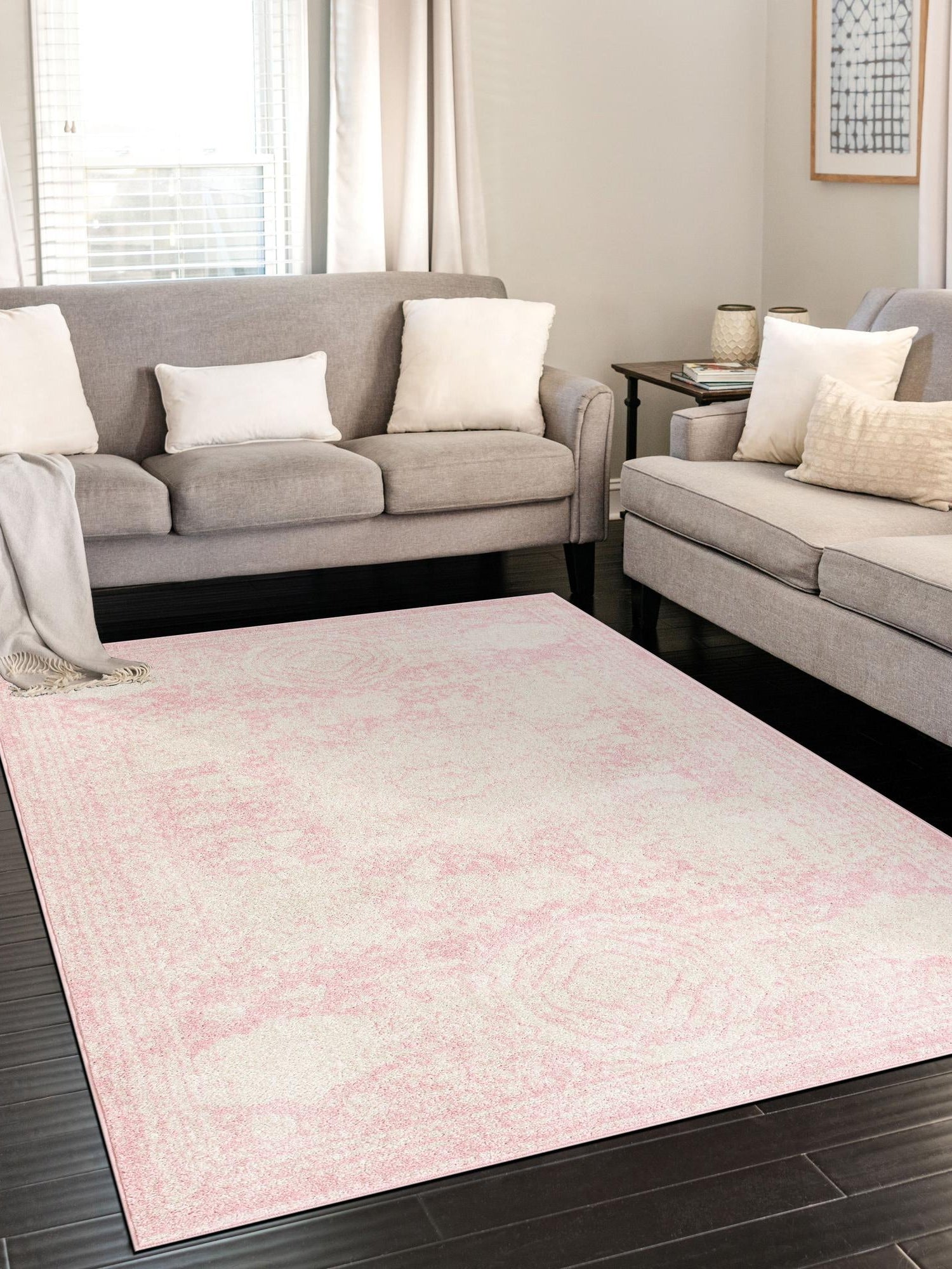 Pink 3' 1 x 5' 3 Bromley Rectangle Area Rug 100% Polypropylene With Cotton Backing Vintage Distressed Colorful Traditional Carpet for Living Dining Rooms Offices for Sale at Rug Engine