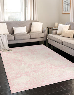 Pink 3' 1 x 5' 3 Bromley Rectangle Area Rug 100% Polypropylene With Cotton Backing Vintage Distressed Colorful Traditional Carpet for Living Dining Rooms Offices for Sale at Rug Engine