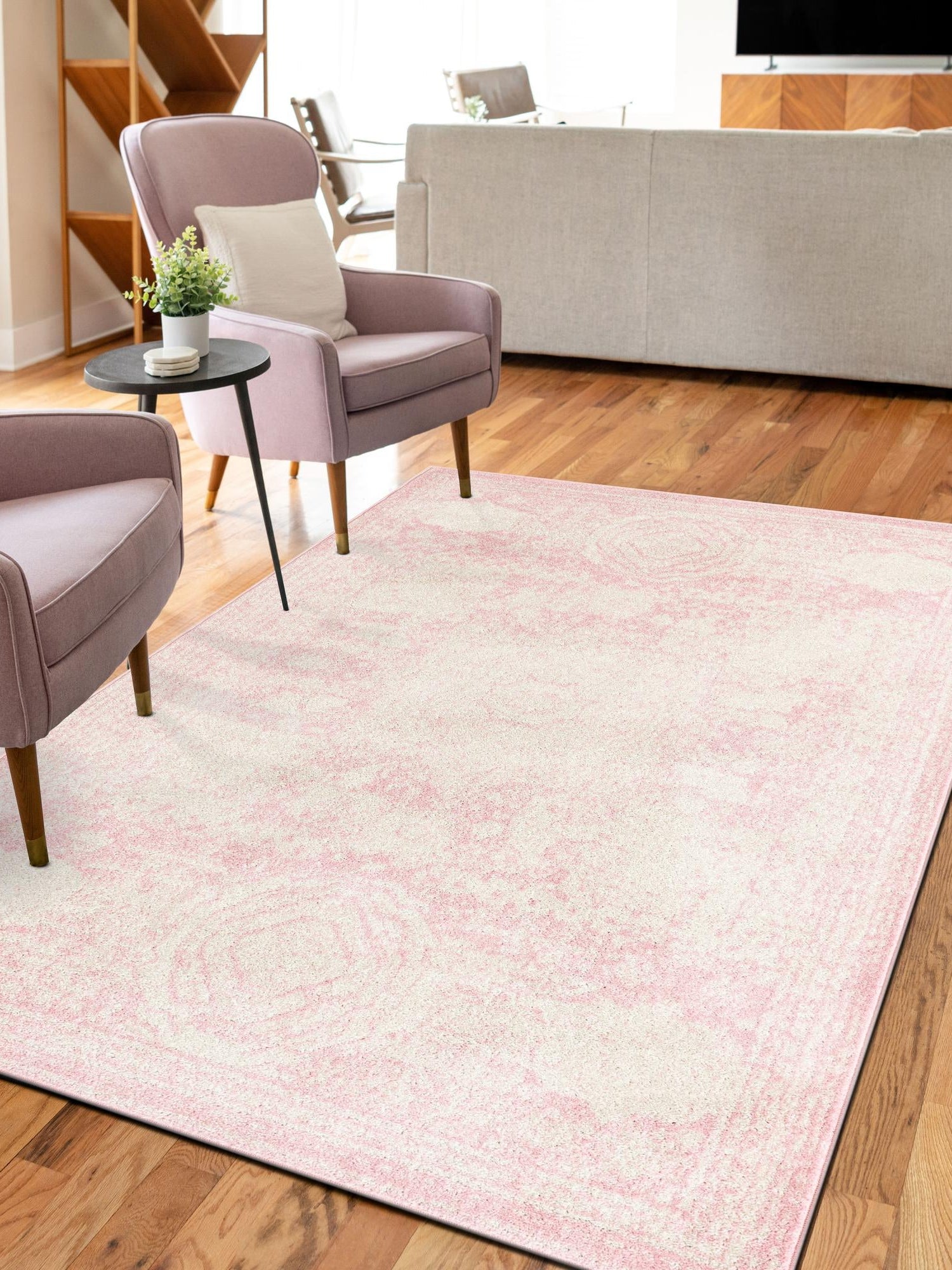 Pink 3' 1 x 5' 3 Bromley Rectangle Area Rug 100% Polypropylene With Cotton Backing Vintage Distressed Colorful Traditional Carpet for Living Dining Rooms Offices for Sale at Rug Engine