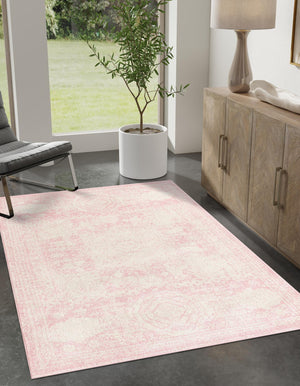 Pink 10' x 14' 1 Bromley Rectangle Area Rug 100% Polypropylene With Cotton Backing Vintage Distressed Colorful Traditional Carpet for Living Dining Rooms Offices for Sale at Rug Engine
