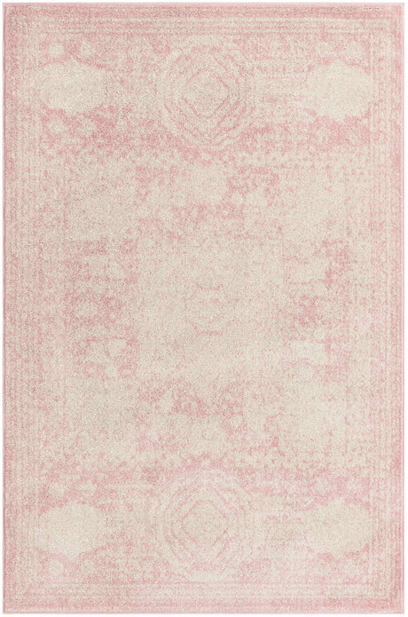 Pink 5' 3 x 8' Bromley Rectangle Area Rug 100% Polypropylene With Cotton Backing Vintage Distressed Colorful Traditional Carpet for Living Dining Rooms Offices for Sale at Rug Engine