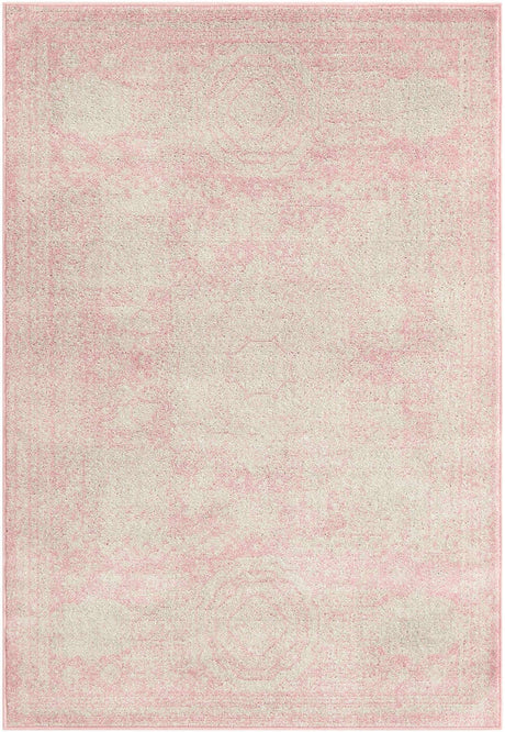 Pink 4' 1 x 6' 1 Bromley Rectangle Area Rug 100% Polypropylene With Cotton Backing Vintage Distressed Colorful Traditional Carpet for Living Dining Rooms Offices for Sale at Rug Engine