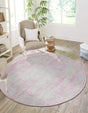 Pink 3' 1 x 3' 1 Bromley Round Area Rug 100% Polypropylene With Cotton Backing Vintage Distressed Colorful Traditional Carpet for Living Dining Rooms Offices for Sale at Rug Engine