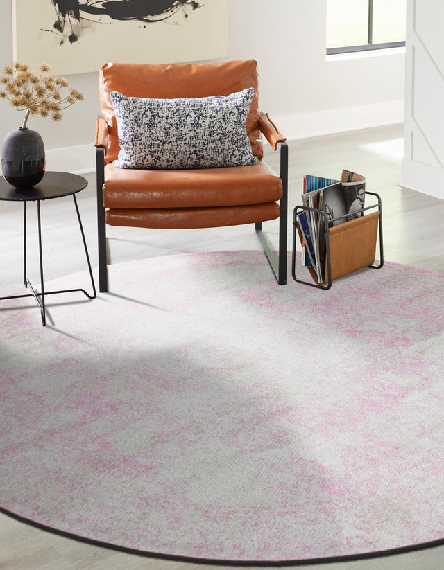 Pink 2' x 7' 10 Bromley Round Area Rug 100% Polypropylene With Cotton Backing Vintage Distressed Colorful Traditional Carpet for Living Dining Rooms Offices for Sale at Rug Engine
