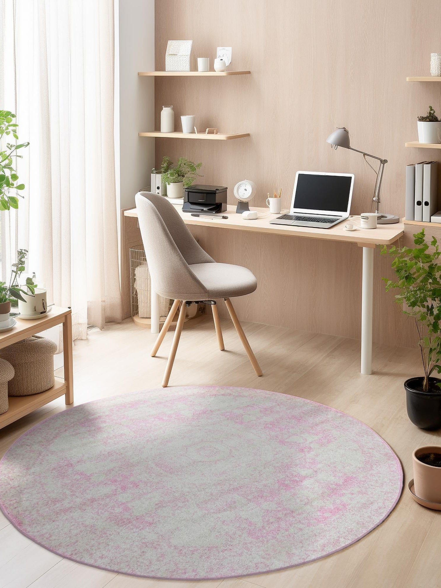 Pink 2' x 7' 10 Bromley Round Area Rug 100% Polypropylene With Cotton Backing Vintage Distressed Colorful Traditional Carpet for Living Dining Rooms Offices for Sale at Rug Engine