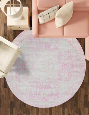 Pink 2' x 7' 10 Bromley Round Area Rug 100% Polypropylene With Cotton Backing Vintage Distressed Colorful Traditional Carpet for Living Dining Rooms Offices for Sale at Rug Engine