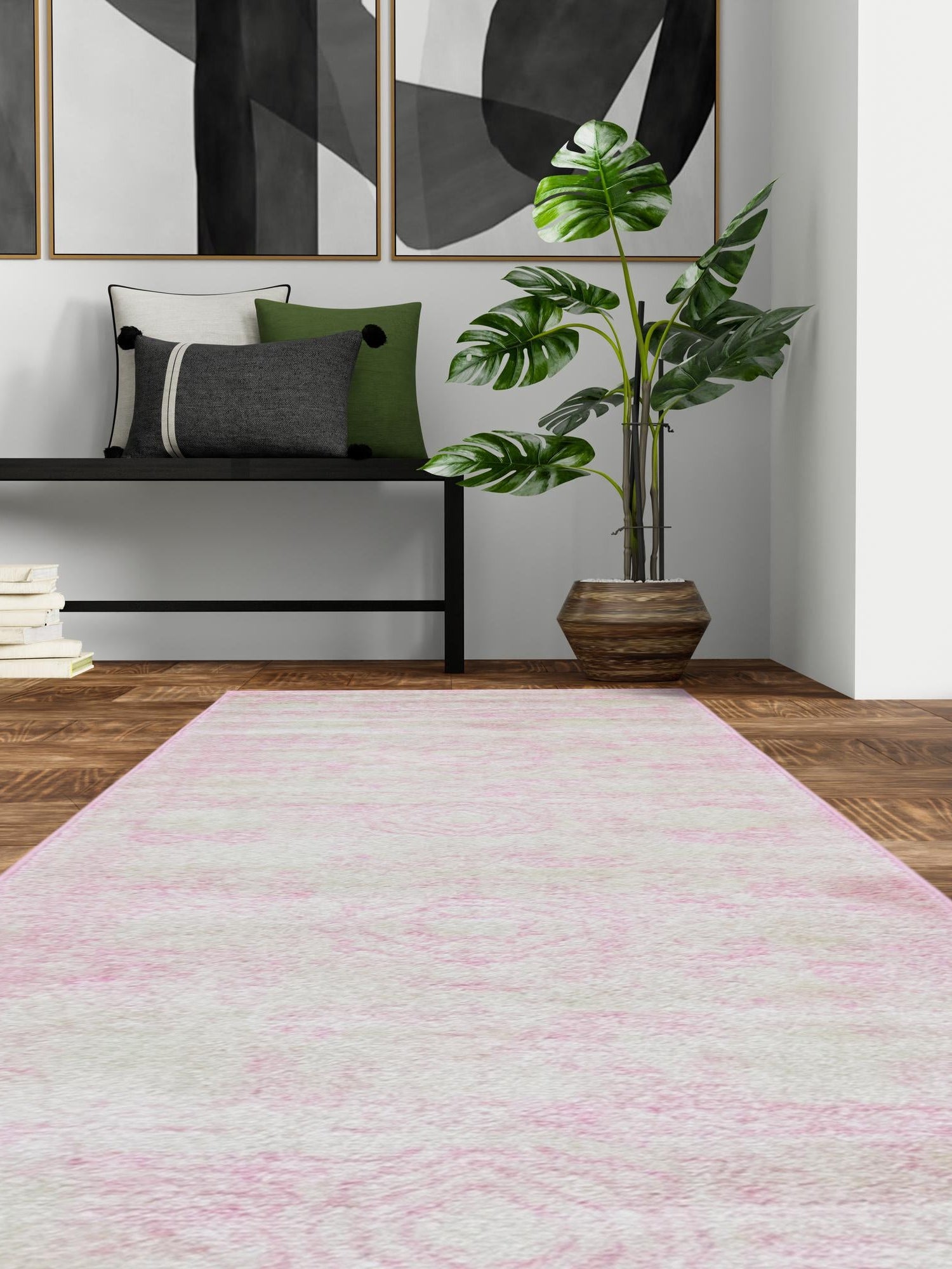Pink 2' x 13' 1 Bromley Runner Area Rug 100% Polypropylene With Cotton Backing Vintage Distressed Colorful Traditional Carpet for Living Dining Rooms Offices for Sale at Rug Engine